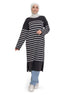 Black Short - Striped Dress - Khotwh